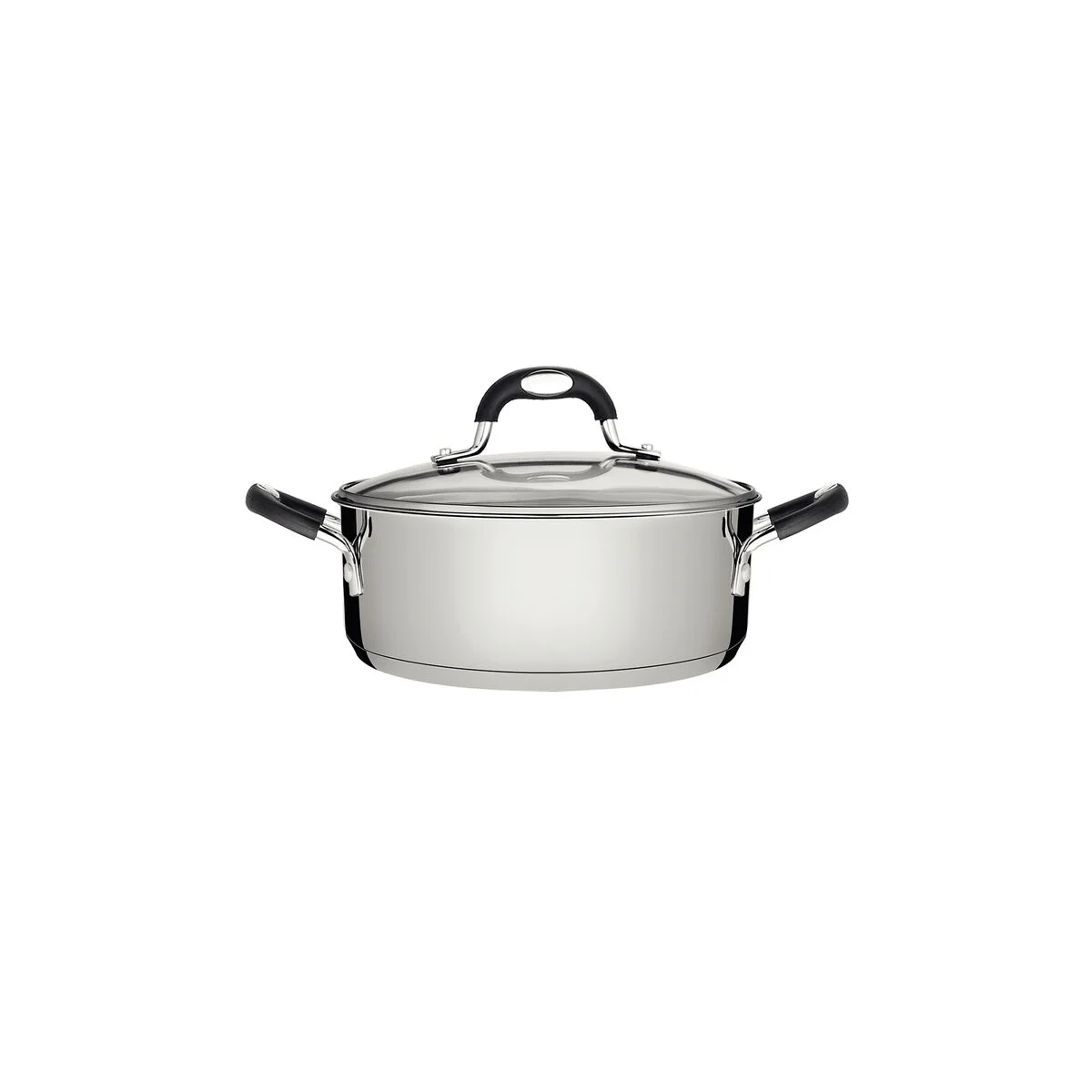 Caçarola Rasa Tramontina Astro Silicone Funda em Aço Inox com Fundo Triplo com Tampa de Vidro 16 cm 1,4 L