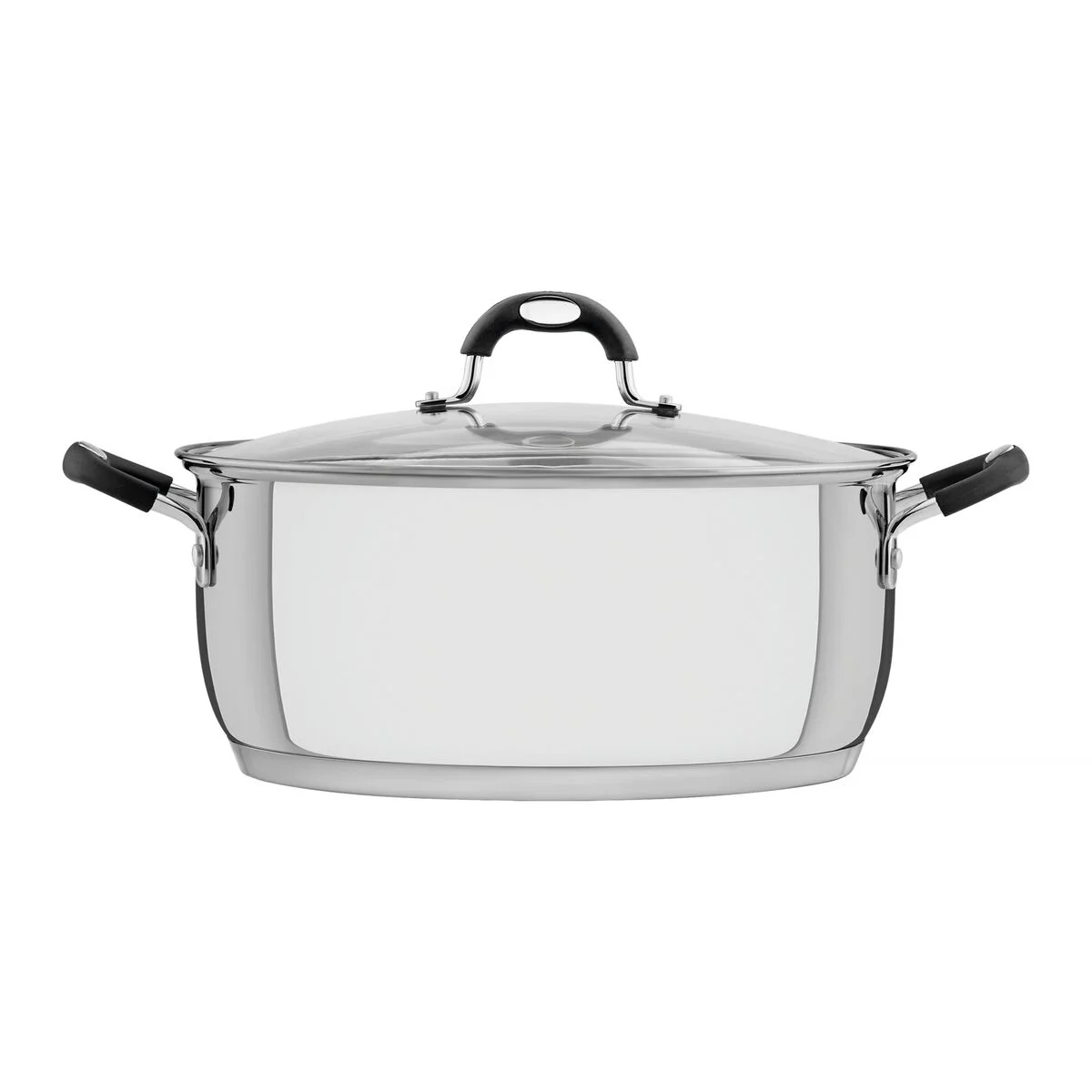 Caçarola Rasa Tramontina Astro Silicone em Aço Inox com Fundo Triplo e Tampa de Vidro 30 cm 8,5 L