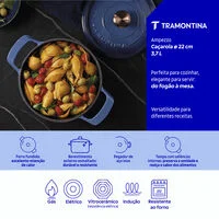Caçarola Tramontina Ampezzo em Ferro Fundido com Revestimento Interno e Externo Esmaltado Azul 22 cm 3,7 L