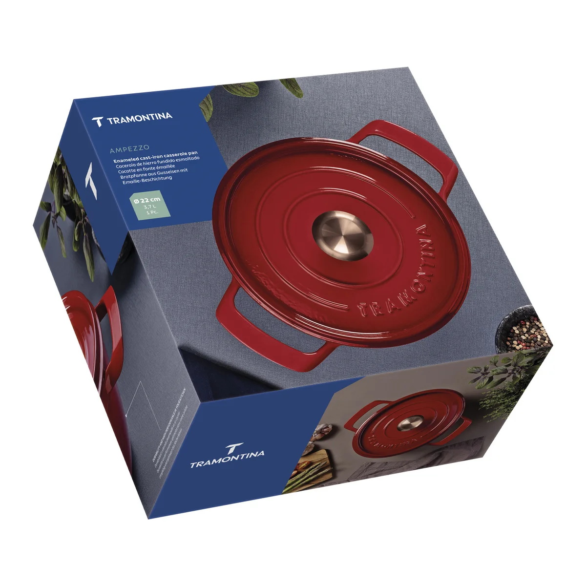 Caçarola Tramontina Ampezzo em Ferro Fundido com Revestimento Interno e Externo Esmaltado Vermelho 22 cm 3,7 L