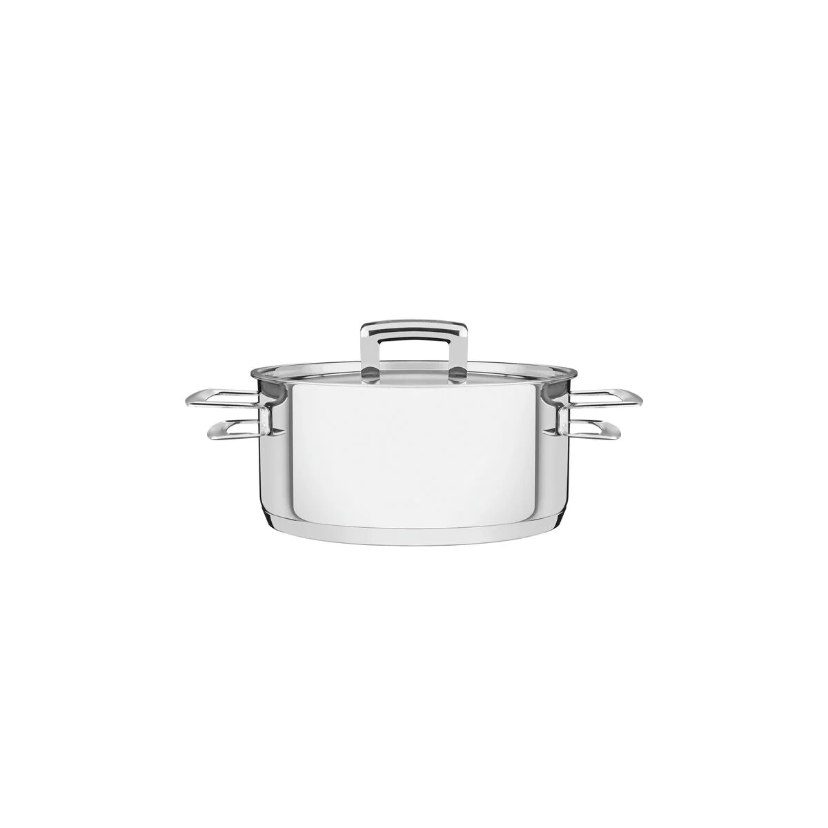 Caçarola Tramontina Brava Rasa em Aço Inox Fundo Triplo com Tampa Plana e Alças 16 cm 1,4 L
