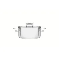 Caçarola Tramontina Brava Rasa em Aço Inox Fundo Triplo com Tampa Plana e Alças 16 cm 1,4 L