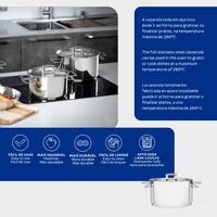 Caçarola Tramontina Brava Rasa em Aço Inox Fundo Triplo com Tampa Plana e Alças 16 cm 1,4 L