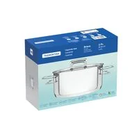 Caçarola Tramontina Brava Rasa em Aço Inox Fundo Triplo com Tampa Plana e Alças 16 cm 1,4 L