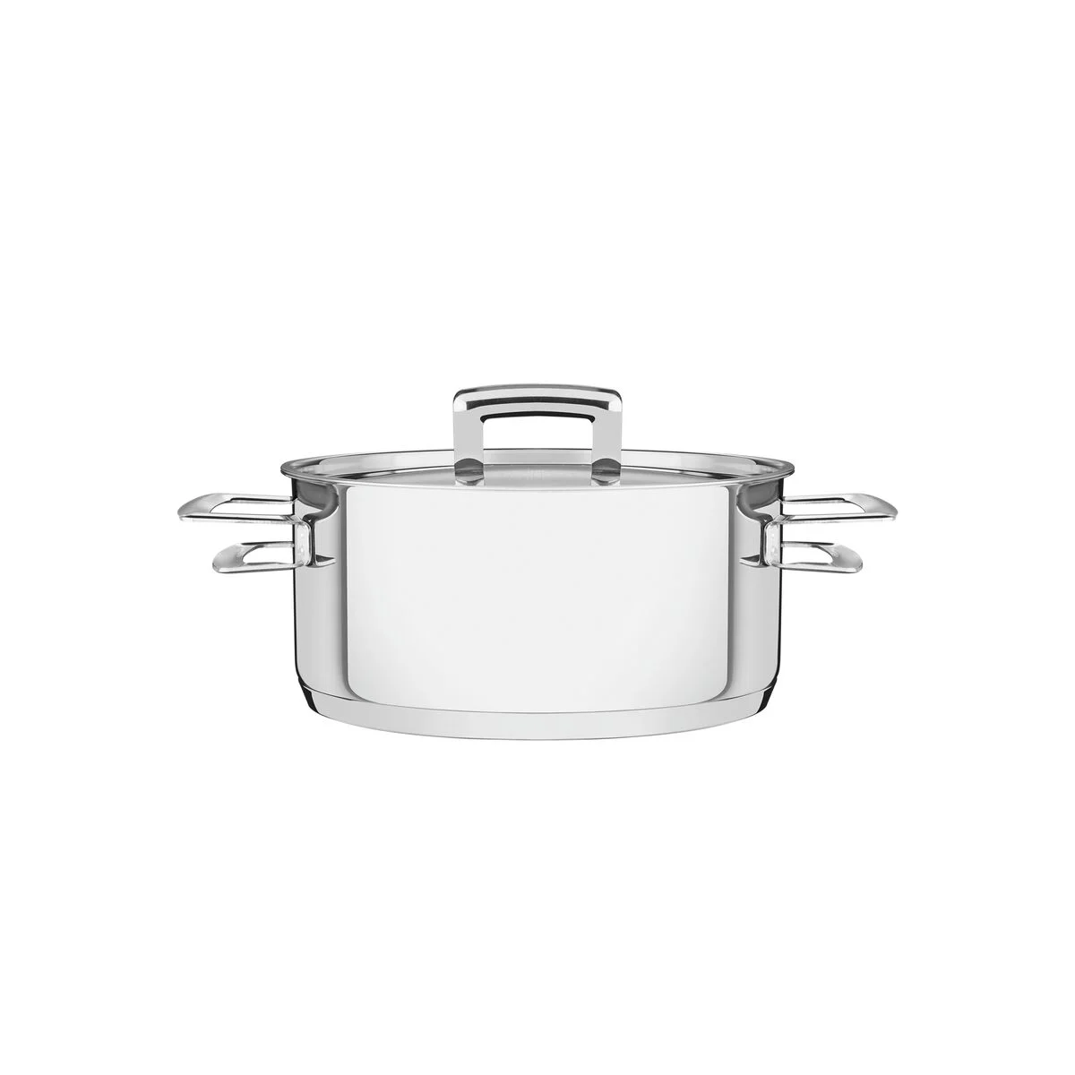 Caçarola Tramontina Brava Rasa em Aço Inox Fundo Triplo com Tampa Plana e Alças 20 cm 2,9 L