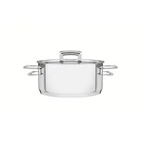 Caçarola Tramontina Brava Rasa em Aço Inox Fundo Triplo com Tampa Plana e Alças 20 cm 2,9 L