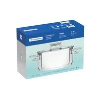 Caçarola Tramontina Brava Rasa em Aço Inox Fundo Triplo com Tampa Plana e Alças 20 cm 2,9 L