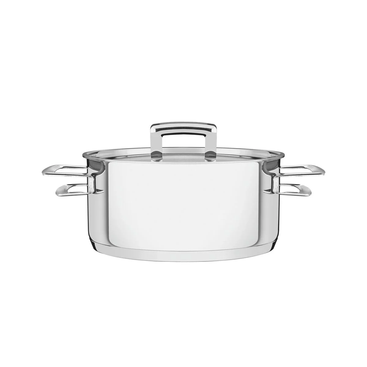 Caçarola Tramontina Brava Rasa em Aço Inox Fundo Triplo com Tampa Plana e Alças 24 cm 4,8 L
