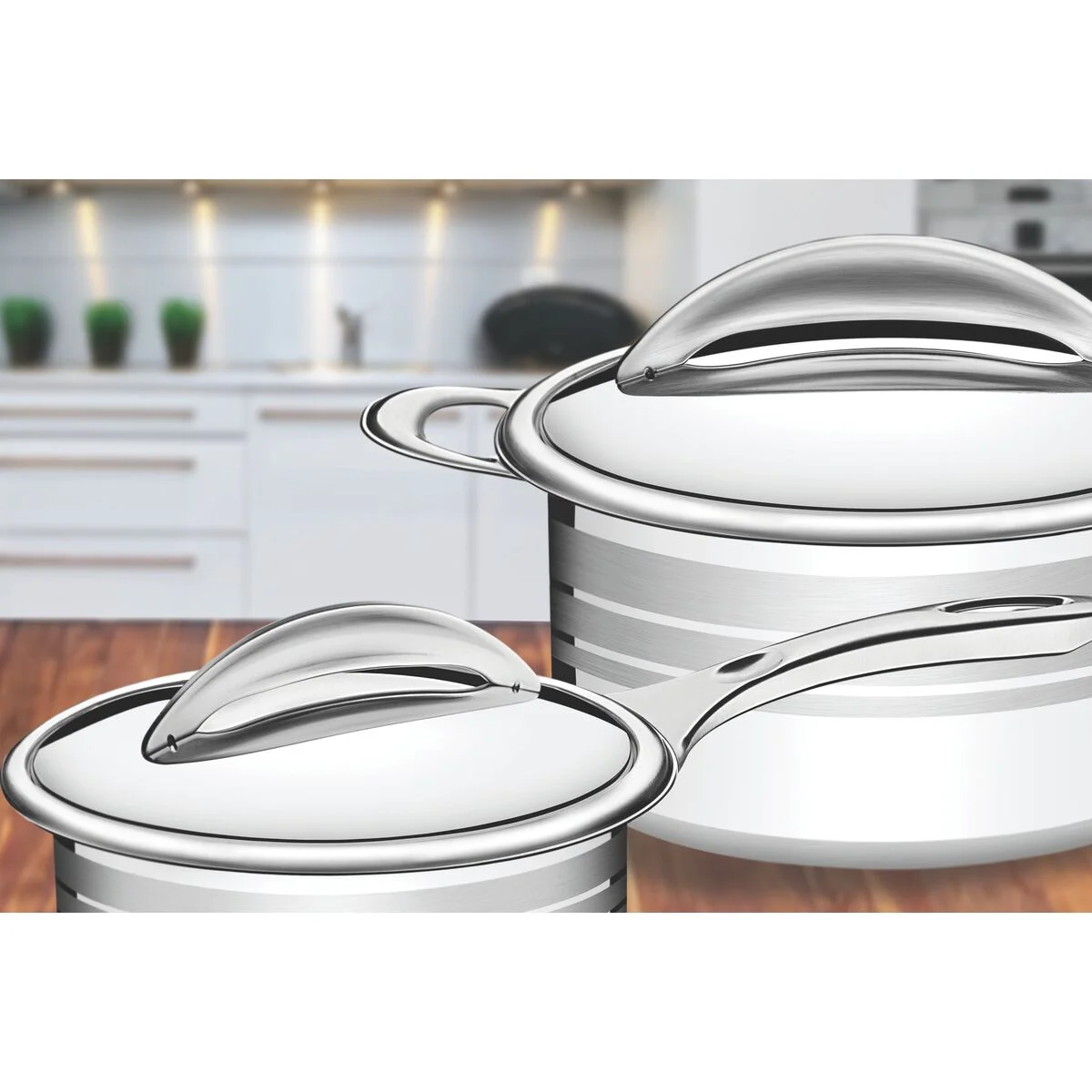Caçarola Tramontina Chrono Funda em Aço Inox Corpo Triplo com Tampa e Alças 24 cm 5,8 L