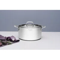 Caçarola Tramontina Chrono Funda em Aço Inox Corpo Triplo com Tampa e Alças 24 cm 5,8 L