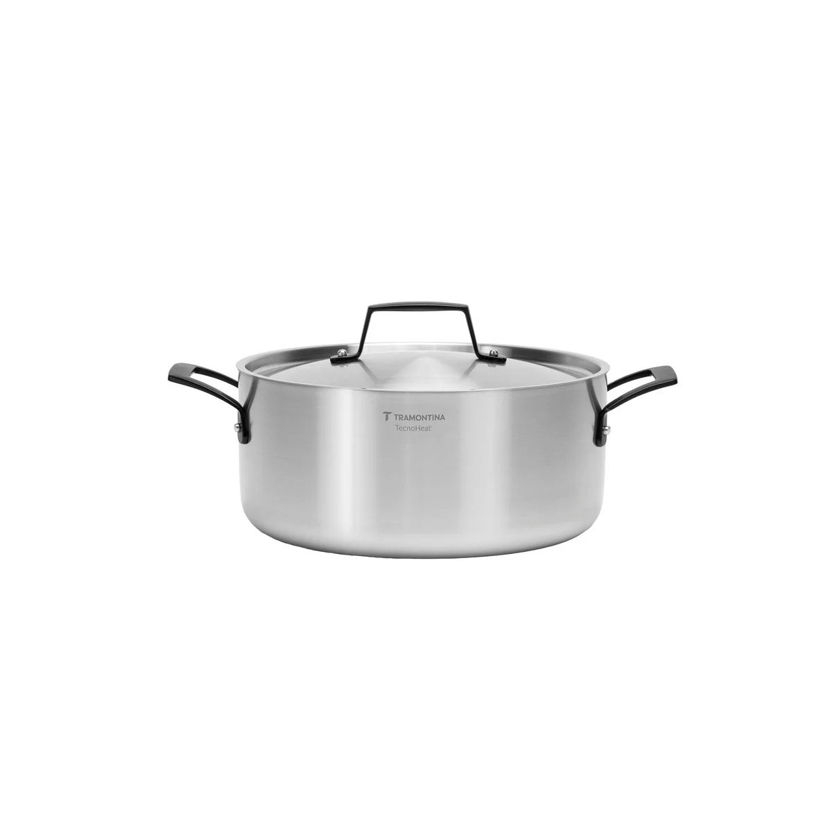 Caçarola Tramontina Grano Black Funda em Aço Inox Corpo Triplo com Tampa e Alças 24 cm 4,7 L