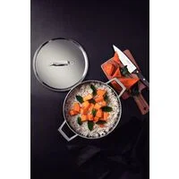 Caçarola Tramontina Grano Funda em Aço Inox Corpo Triplo com Tampa e Alças 20 cm 3,8 L