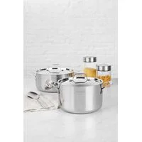 Caçarola Tramontina Grano Funda em Aço Inox Corpo Triplo com Tampa e Alças 20 cm 3,8 L