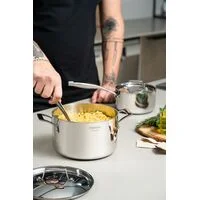 Caçarola Tramontina Grano Funda em Aço Inox Corpo Triplo com Tampa e Alças 20 cm 3,8 L