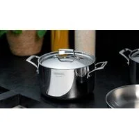 Caçarola Tramontina Grano Funda em Aço Inox Corpo Triplo com Tampa e Alças 20 cm 3,8 L