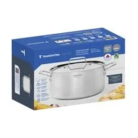 Caçarola Tramontina Grano Funda em Aço Inox Corpo Triplo com Tampa e Alças 20 cm 3,8 L