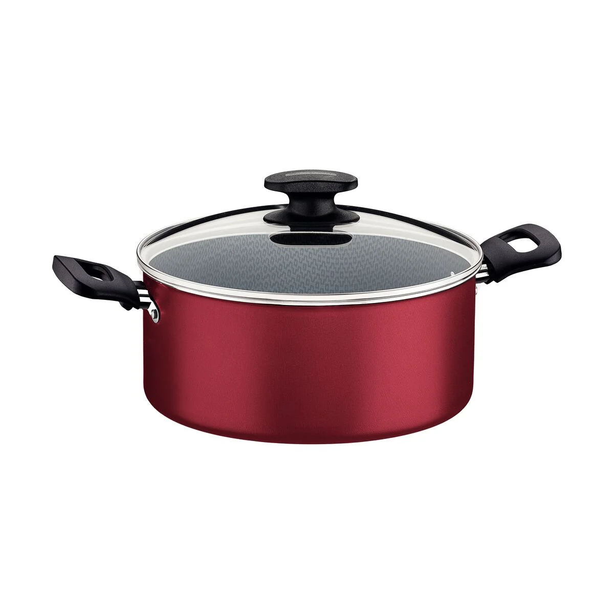 Caçarola Tramontina Loreto em Alumínio com Revestimento Interno e Externo Antiaderente Starflon Max com Tampa e Alças Baquelite 24 cm 4,7 L Vermelha