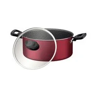 Caçarola Tramontina Loreto em Alumínio com Revestimento Interno e Externo Antiaderente Starflon Max com Tampa e Alças Baquelite 22 cm 3,7 L Vermelha