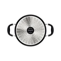 Caçarola Tramontina Mônaco Induction em Alumínio com Revestimento Interno e Externo Antiaderente Starflon Premium Preto com Tampa de Vidro 24 cm 4,5 L