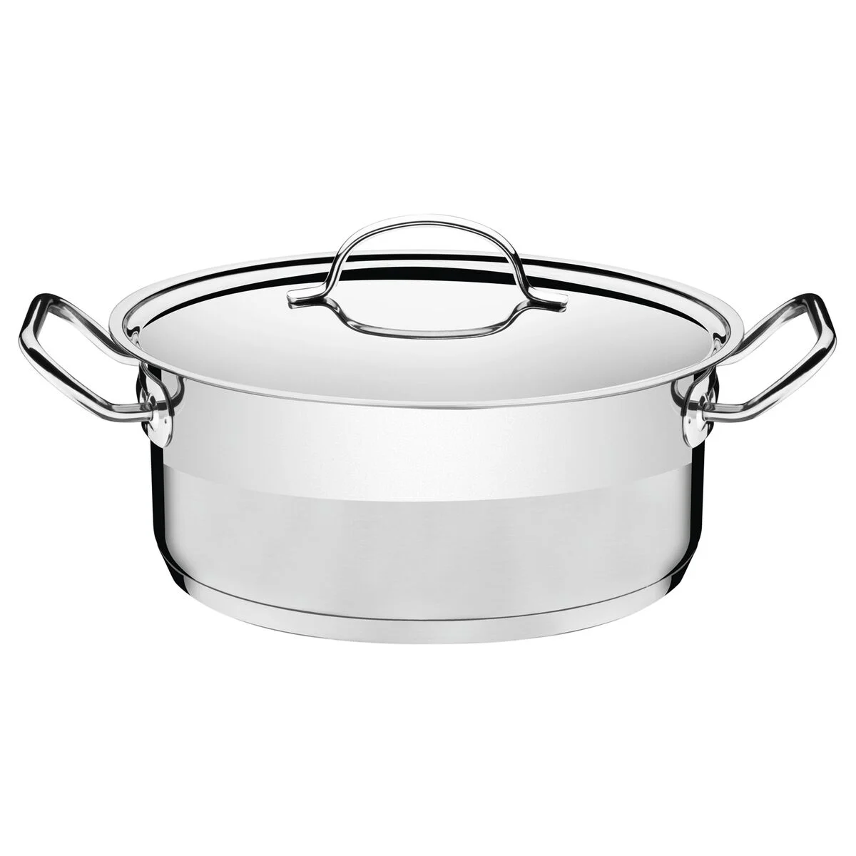 Caçarola Tramontina Professional Rasa em Aço Inox Fundo Triplo com Tampa Plana Detalhe Satinado 30 cm 8,9 L