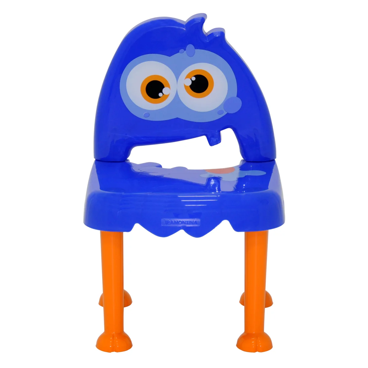 Cadeira Infantil Tramontina Monster em Polipropileno Azul com Base Laranja