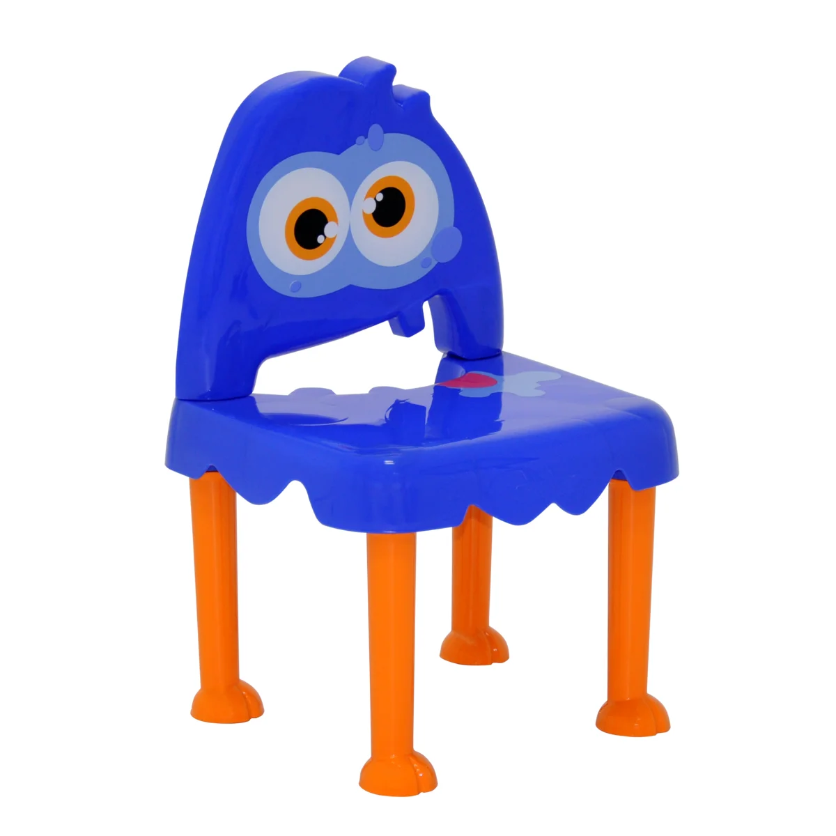 Cadeira Infantil Tramontina Monster em Polipropileno Azul com Base Laranja