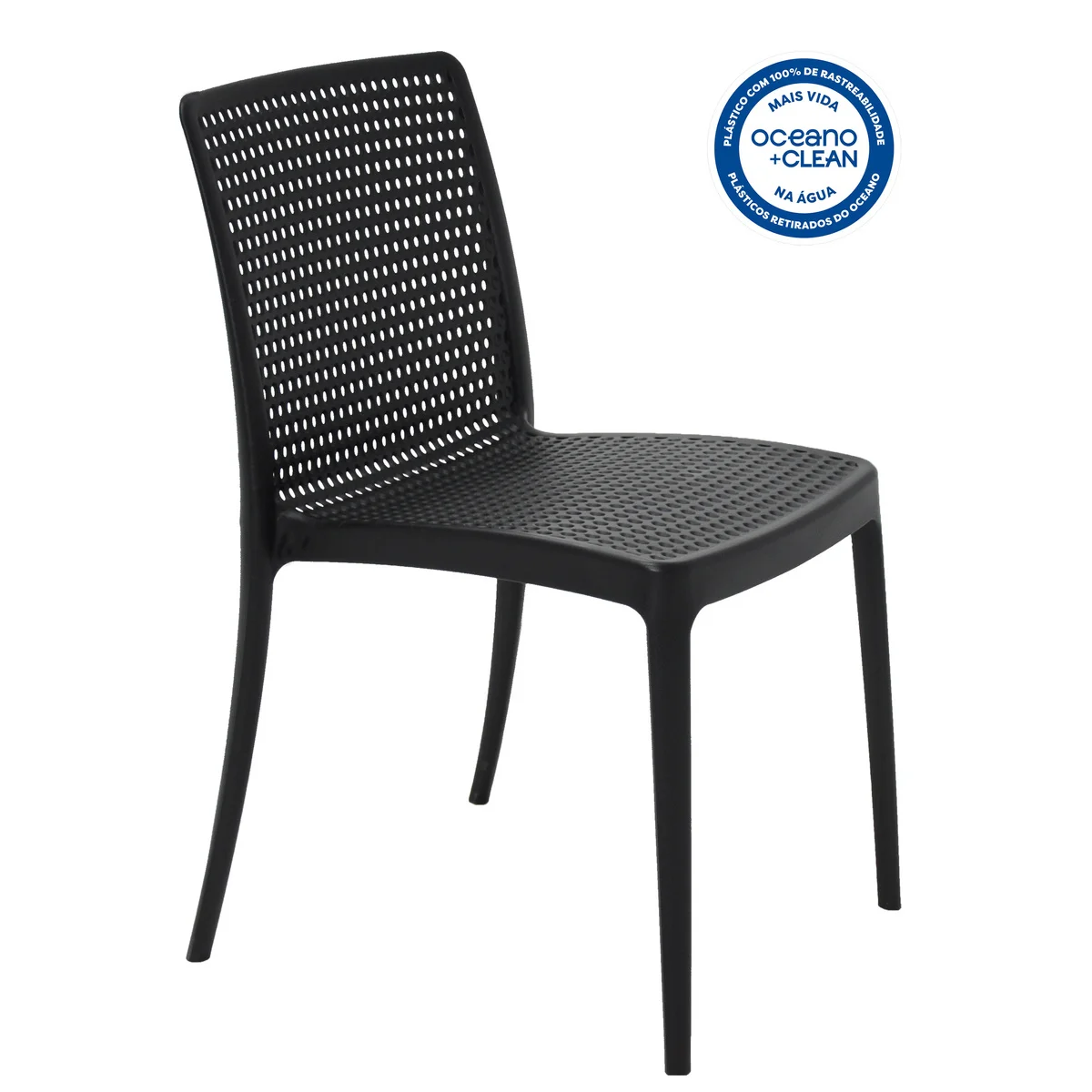 Cadeira Tramontina Summa Isabelle Eco em Polipropileno Oceano +Clean Preto