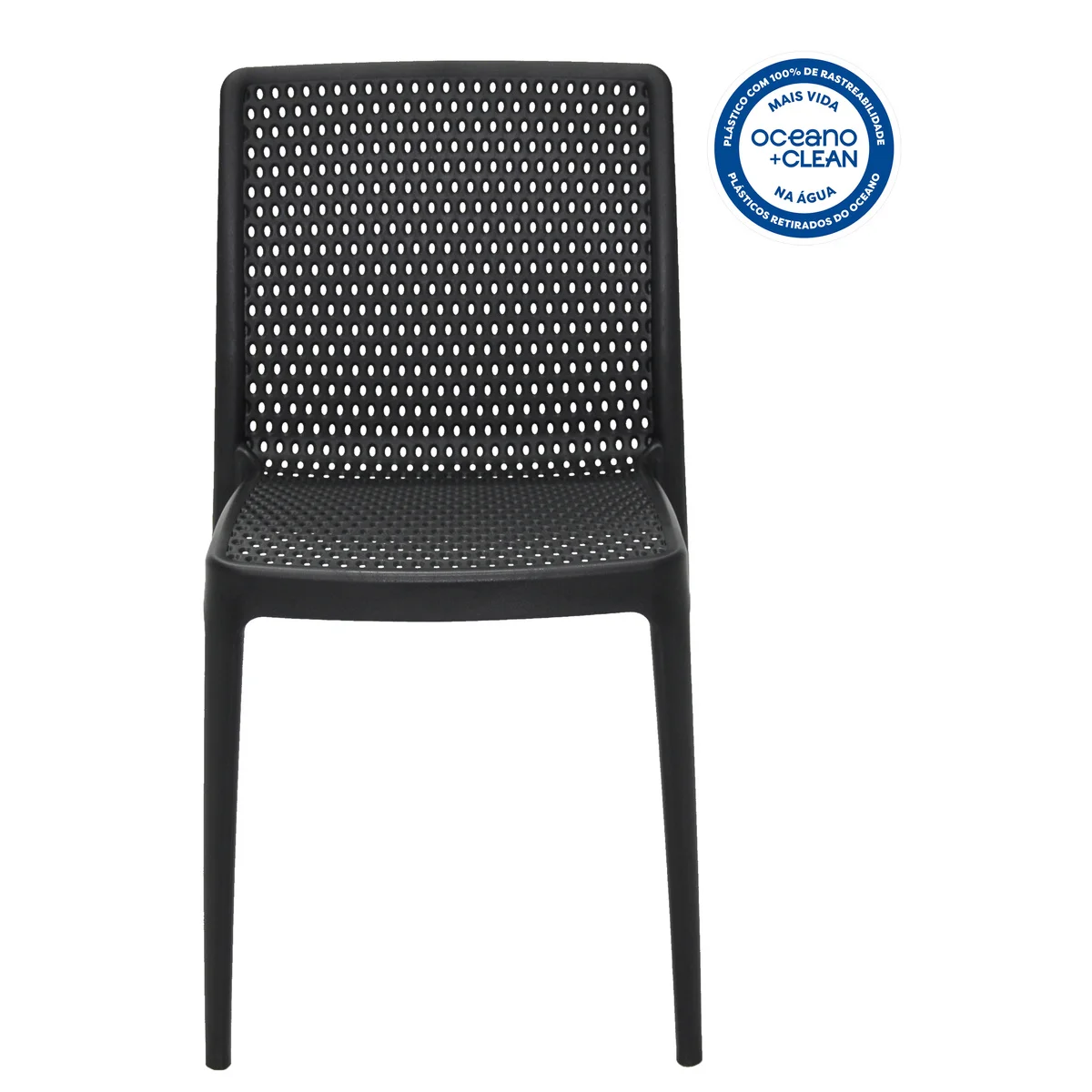 Cadeira Tramontina Summa Isabelle Eco em Polipropileno Oceano +Clean Preto