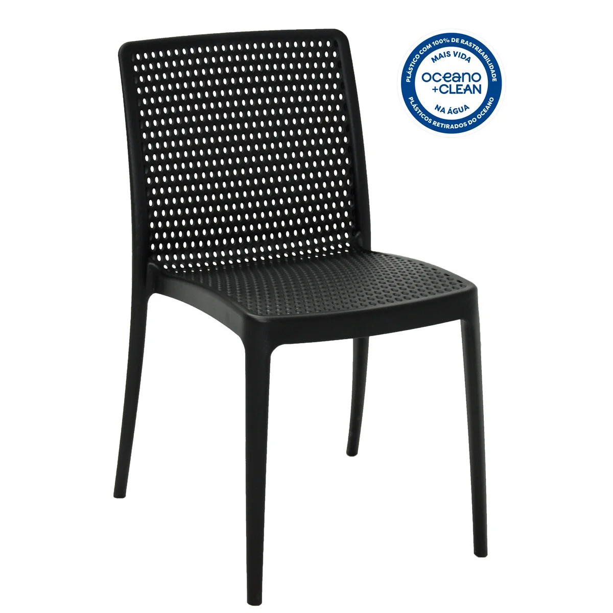 Cadeira Tramontina Summa Isabelle Eco em Polipropileno Oceano +Clean Preto
