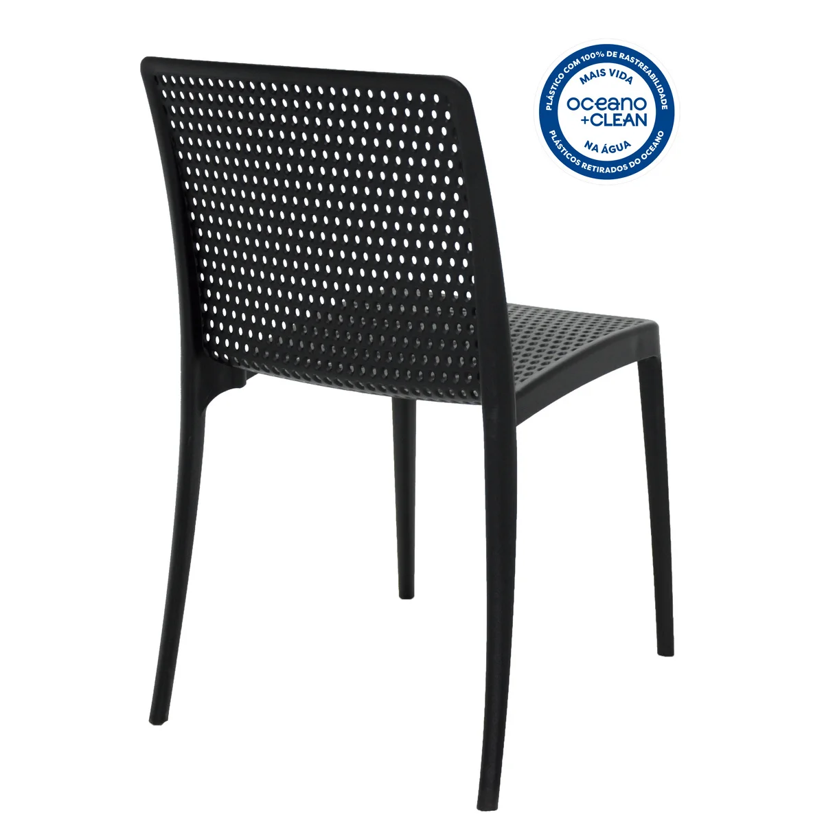 Cadeira Tramontina Summa Isabelle Eco em Polipropileno Oceano +Clean Preto