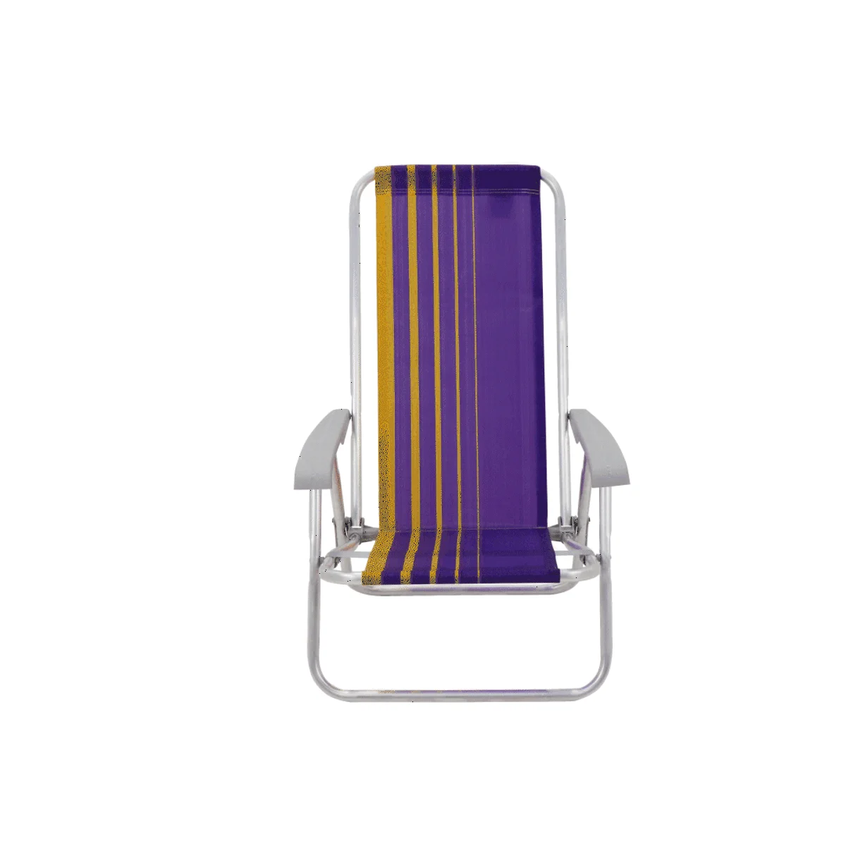 Cadeira de Praia Reclinável Tramontina Bali Baixa em Alumínio com Assento Roxo e Amarelo