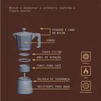Cafeteira Expresso Italiana Tramontina em Alumínio com Cabo em Nylon 320 ml