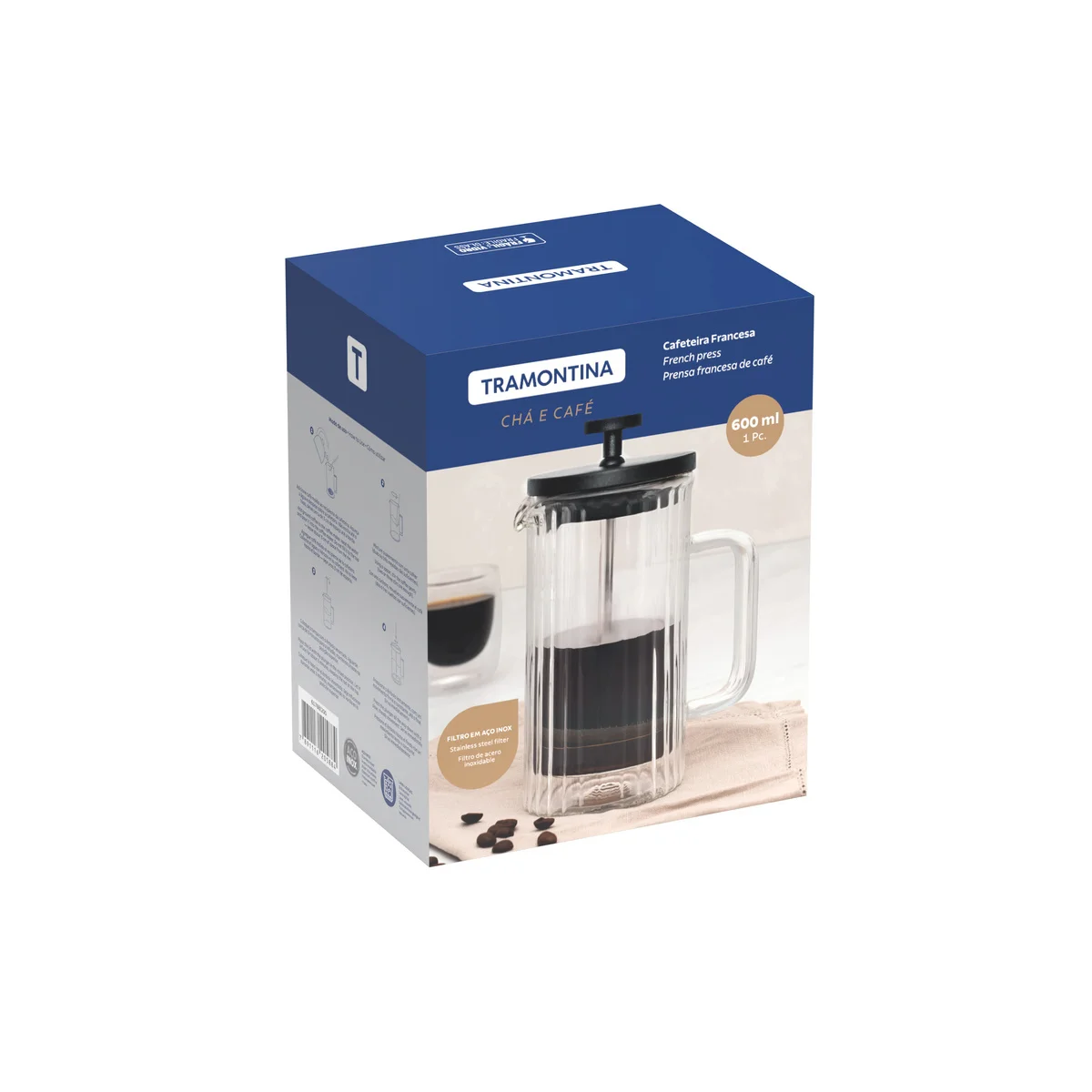 Cafeteira Francesa Tramontina em Vidro Borossilicato 600 ml