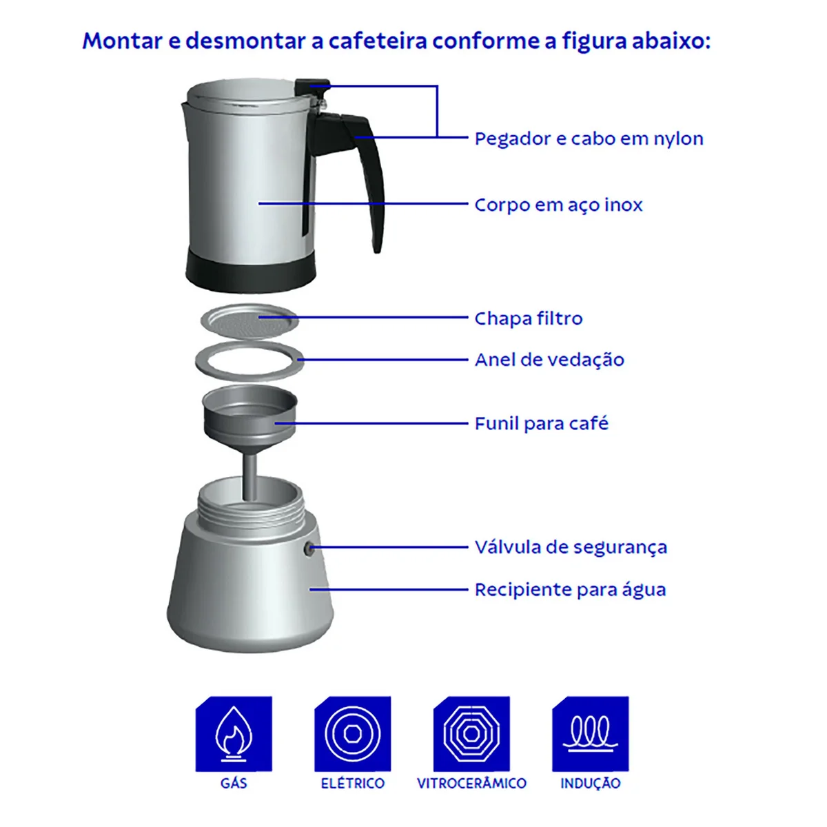Cafeteira Italiana Tramontina em Aço Inox Para Espresso 600 ml