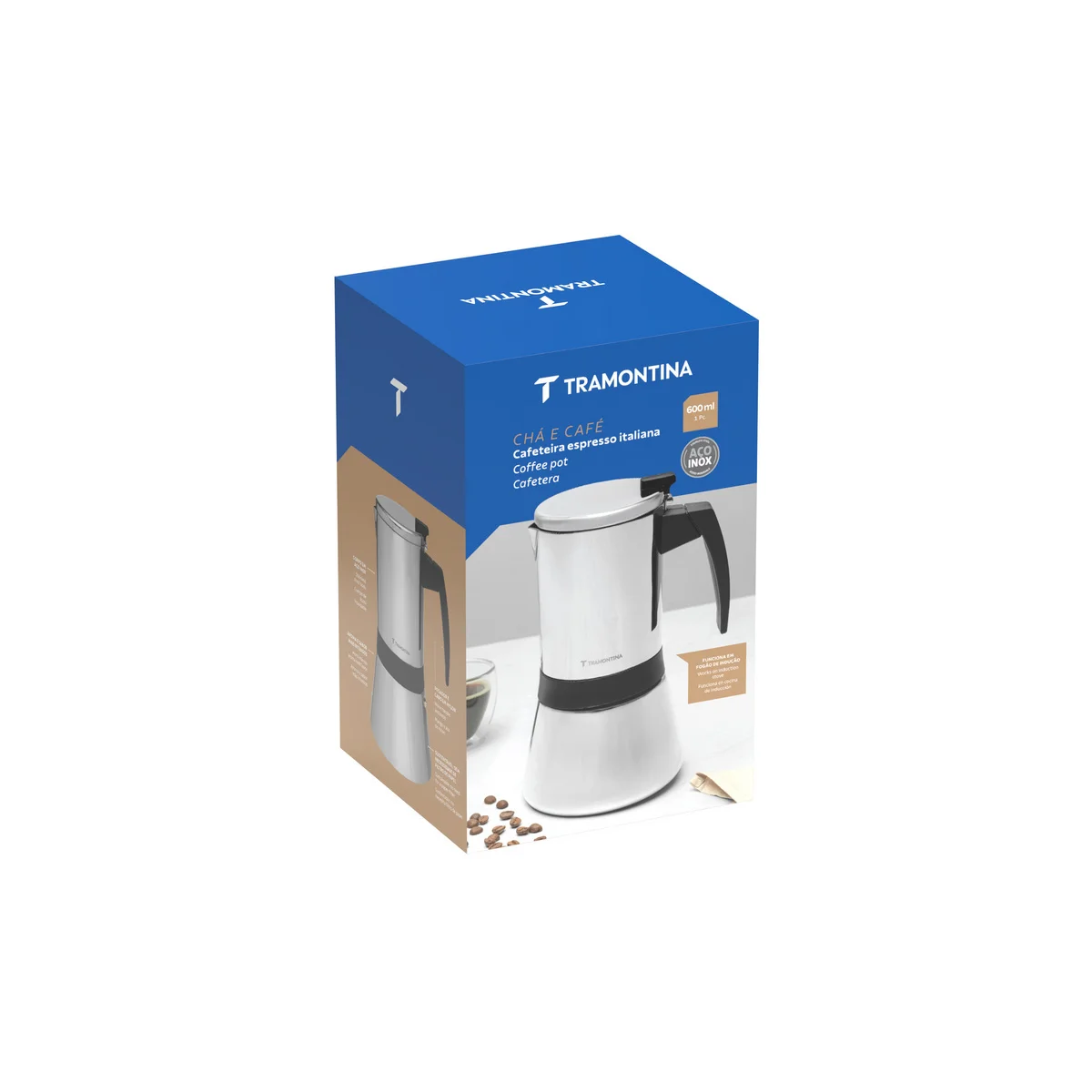 Cafeteira Italiana Tramontina em Aço Inox Para Espresso 600 ml