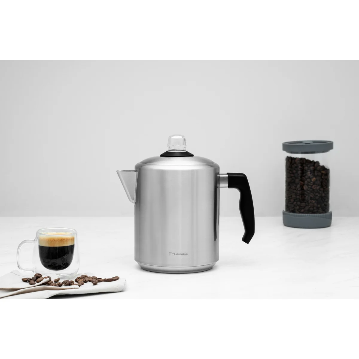 Cafeteira Percoladora Tramontina em Aço Inox com Cabo de Baquelite 2 L