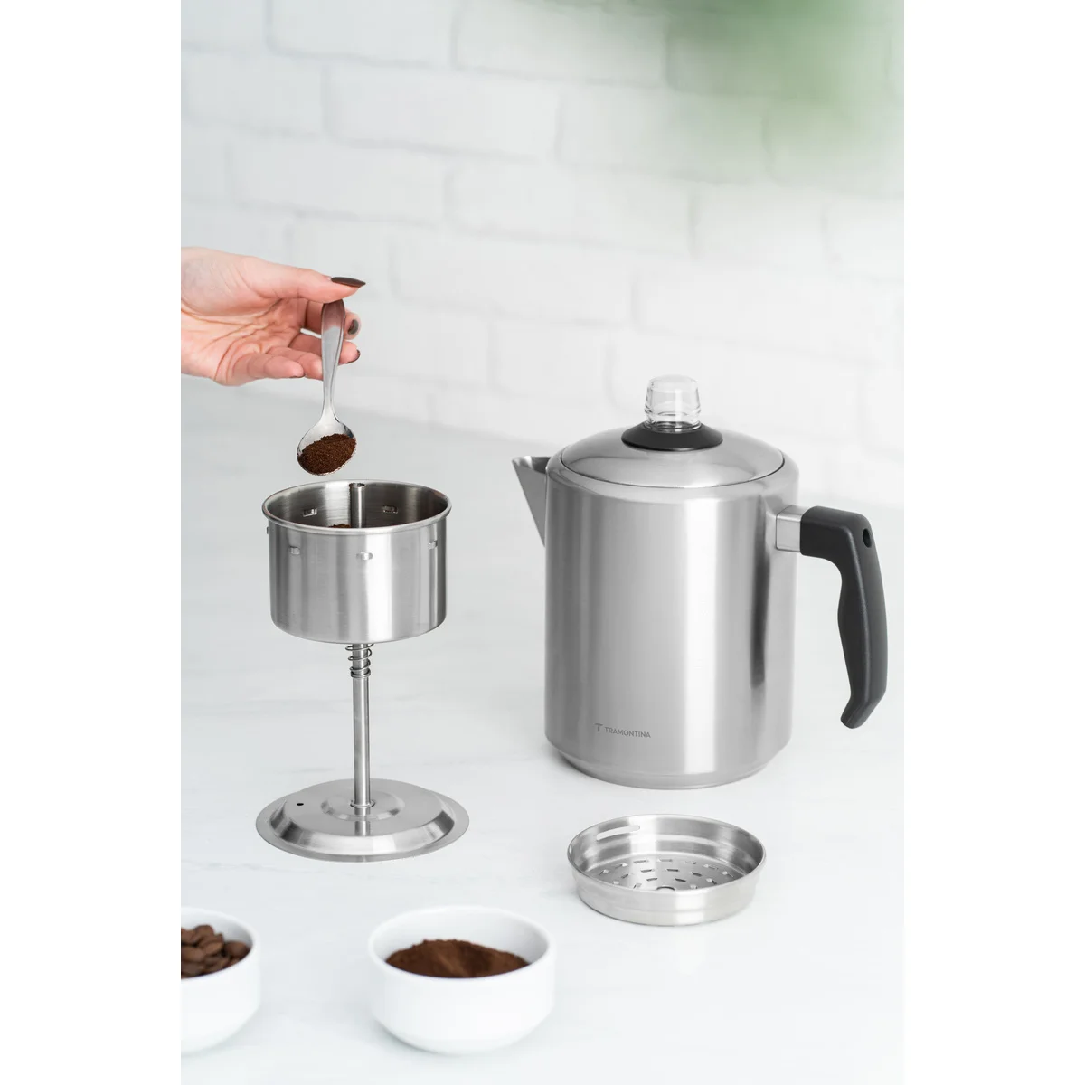 Cafeteira Percoladora Tramontina em Aço Inox com Cabo de Baquelite 2 L