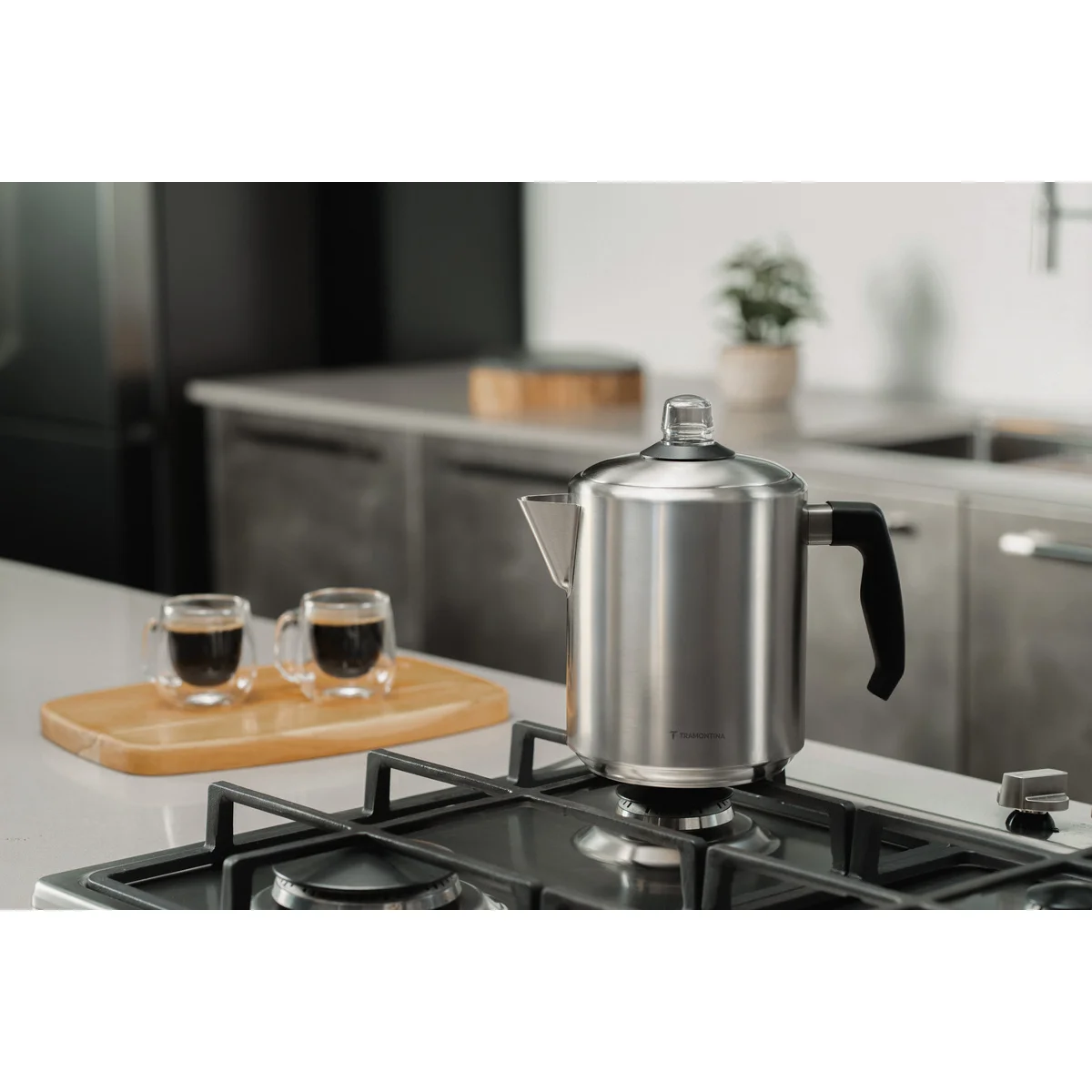 Cafeteira Percoladora Tramontina em Aço Inox com Cabo de Baquelite 2 L
