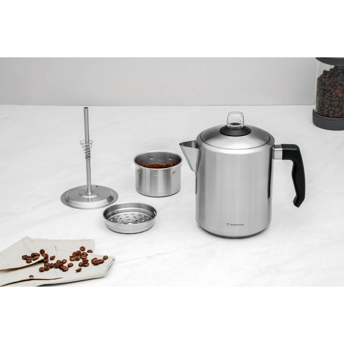Cafeteira Percoladora Tramontina em Aço Inox com Cabo de Baquelite 2 L
