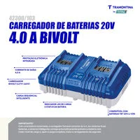 Carregador Duplo de Baterias 20V 4,0A Tramontina by Total