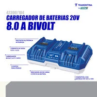 Carregador Duplo de Baterias 20V 8,0A Tramontina by Total