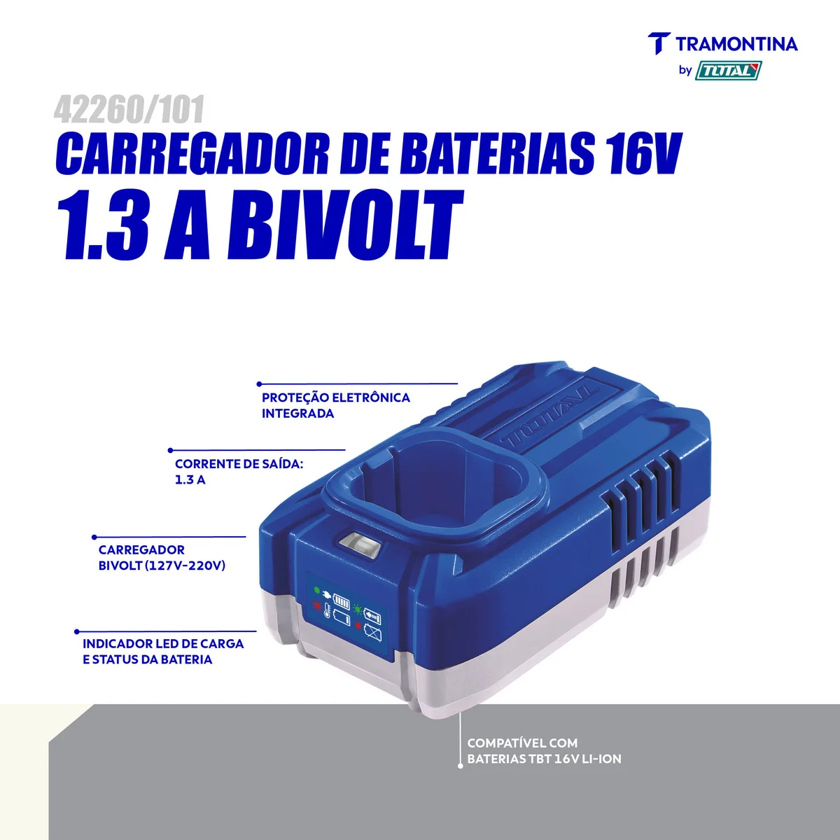 Carregador de Baterias 16V 1,3A Bivolt Tramontina by Total