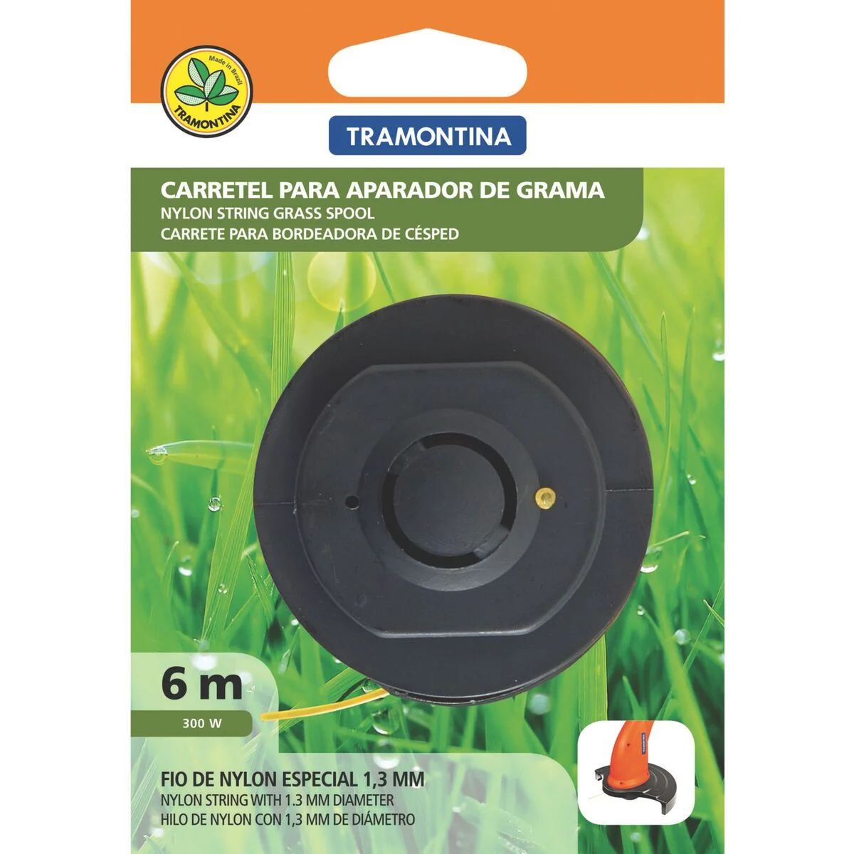 Carretel 1 Fio de Nylon 1,3 mm Tramontina para Aparador de Grama com 6 m de Comprimento
