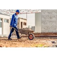 Carrinho de Mão Extraforte Tramontina com Caçamba Reforçada Metálica Cinza 65 L, Braço Metálico e Pneu Maciço