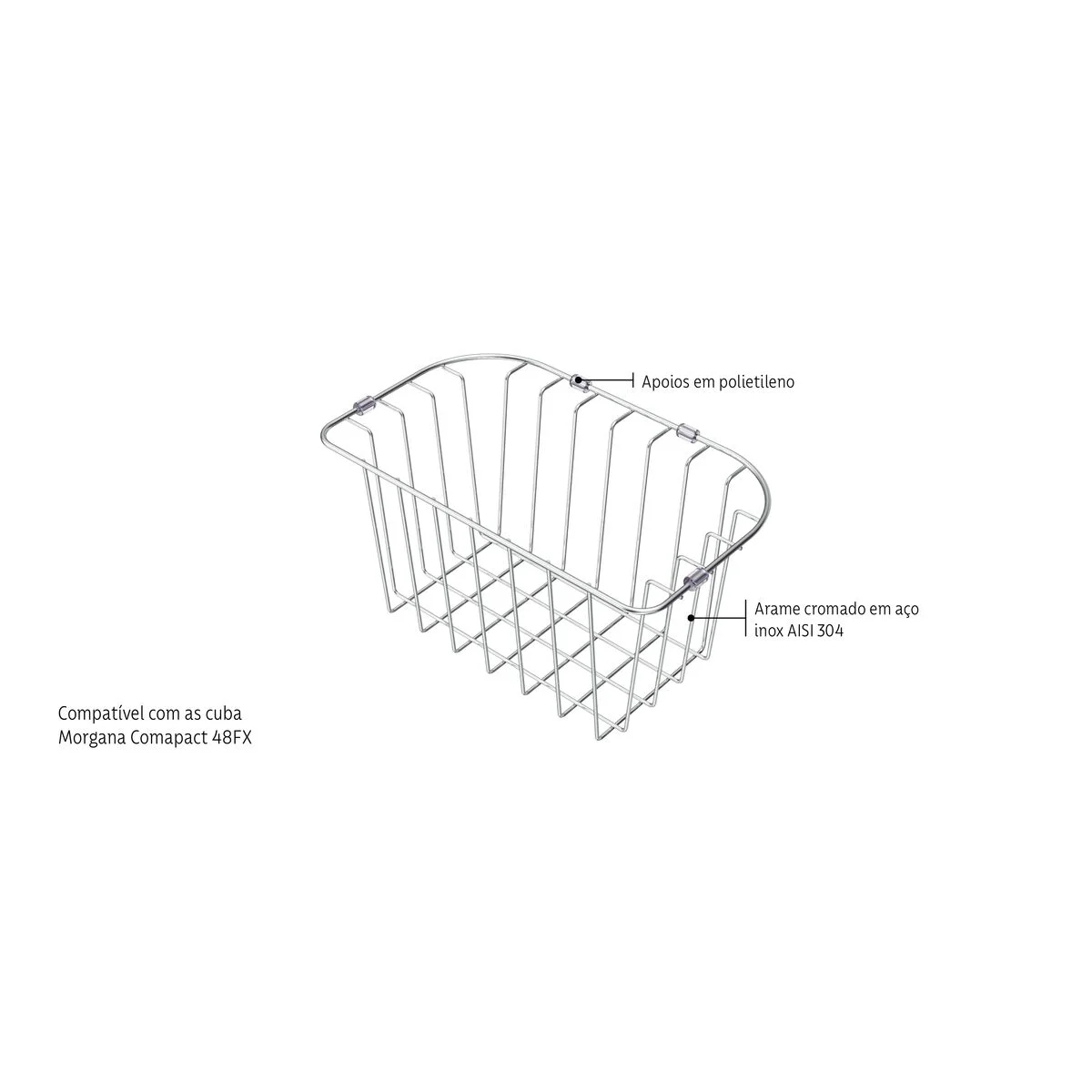 Cesta Aramada para Cubas de Sobrepor e Undermount Morgana Compact 48 FX Tramontina em Aço Inox