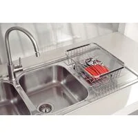Cesto Aramado Retangular Tramontina em Aço Inox com Alça Regulável para Cubas e Pias