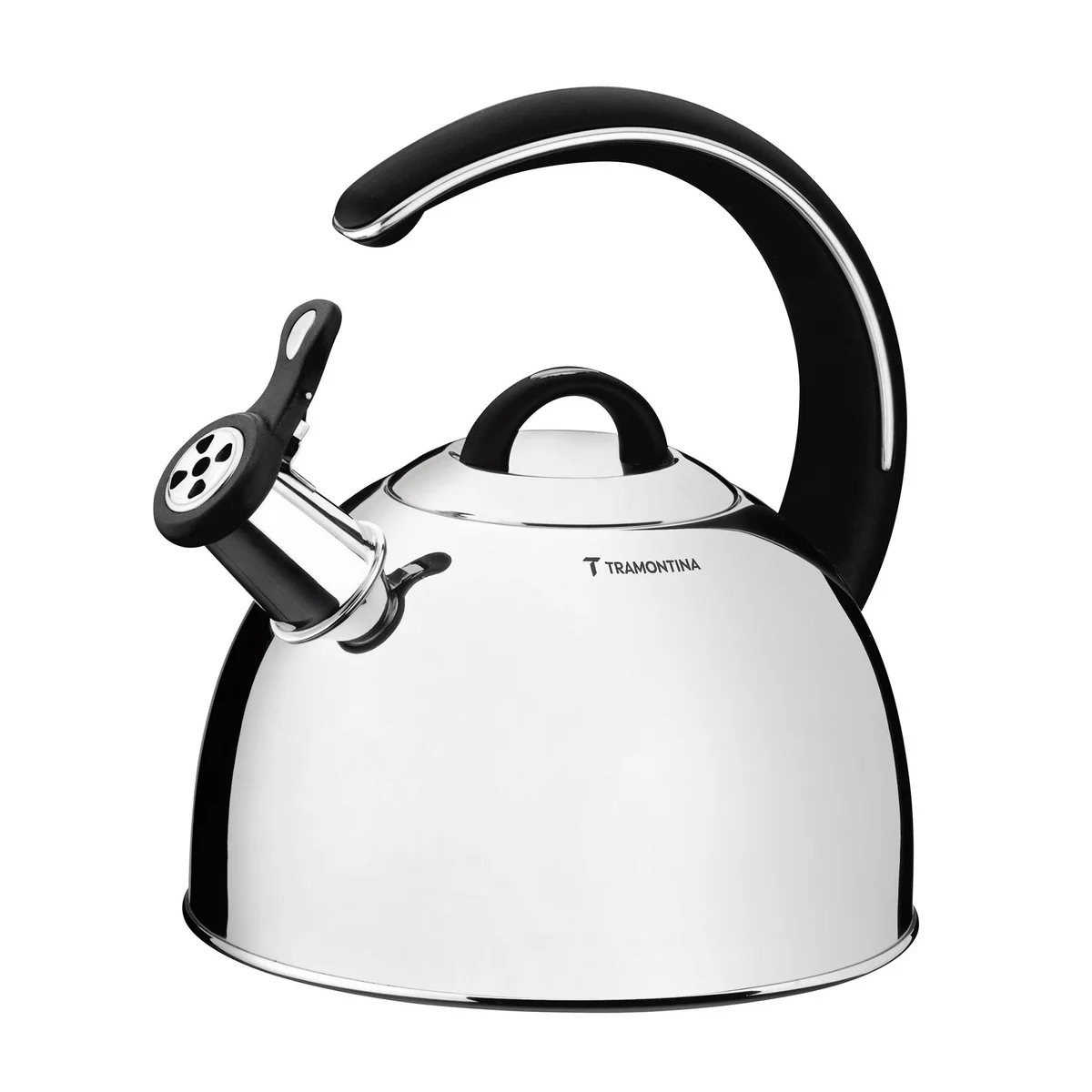 Chaleira Tramontina com Apito em Aço Inox Fundo Triplo Cabo Preto 3,3 L