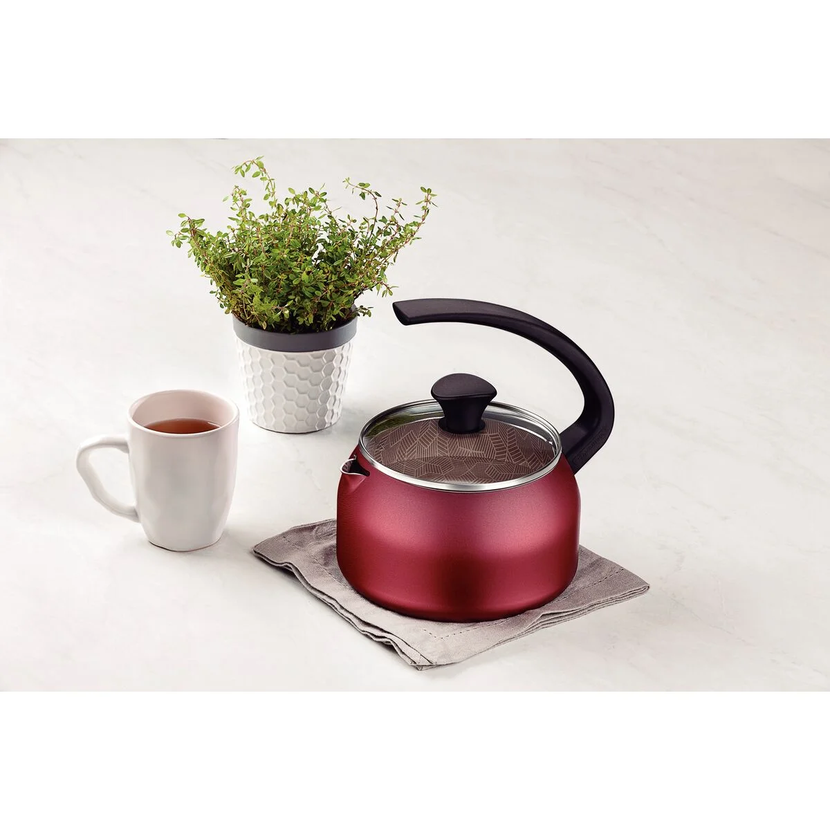 Chaleira Tramontina em Alumínio com Revestimento Interno e Externo Antiaderente Starflon Max Vermelho 1,9 L