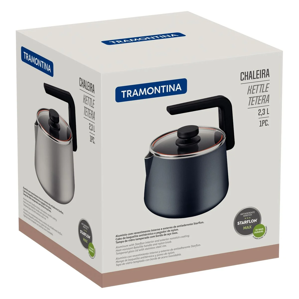 Chaleira Tramontina em Alumínio com Revestimento Interno e Externo Starflon Max Off-white 2,3 L