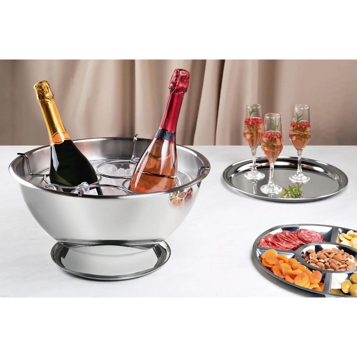 Champanheira Tramontina Service em Aço Inox com Suporte para 4 Garrafas 36 cm 12,4 L